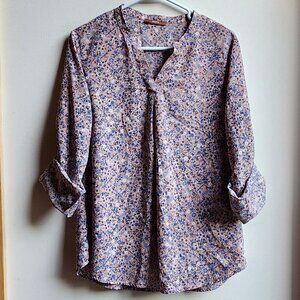 Gaharu Pink/Blue Floral Blouse Size Large